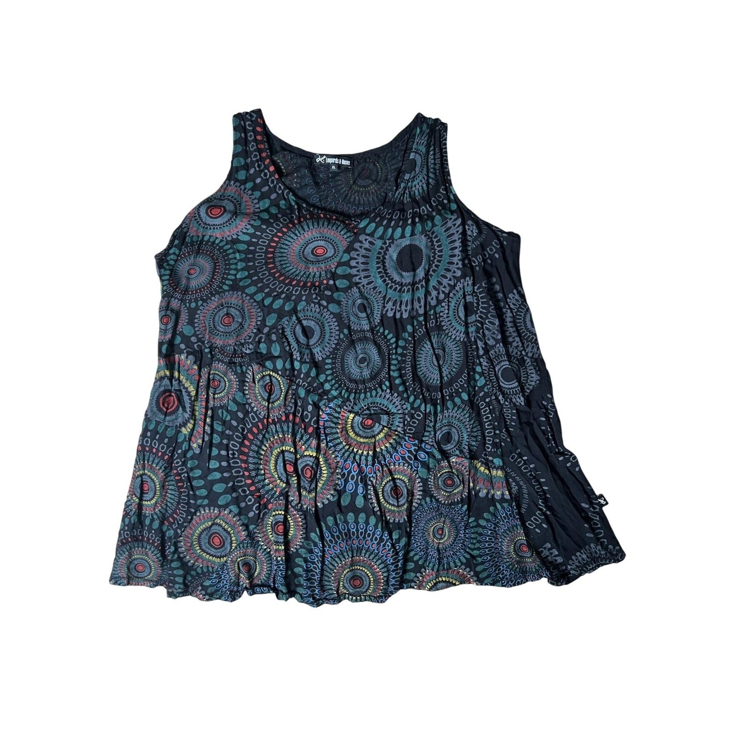 Lemongrass & Roses Tank Womens XL Multicolor Scoop Neck Rayon Geometric Tunic