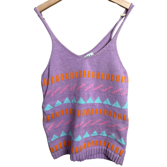ALL Tribal Women Purple Mix Of Shape Tank Top *Dimensions in Picturess*