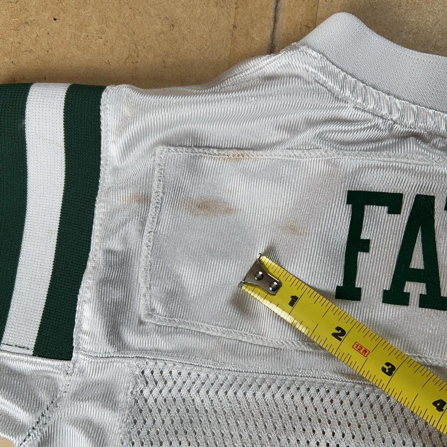 Reebok Teens S White Jersey T-Shirt Favre 4 New York Jets Mesh V-Neck NFL