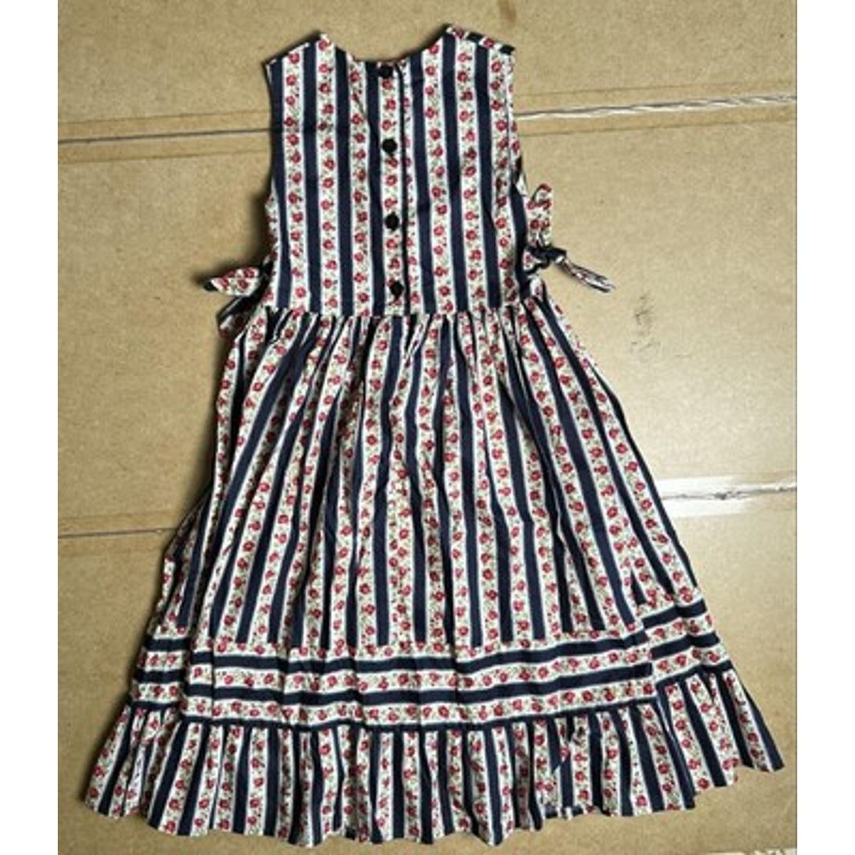Mother & Child 6 Multicolor Striped Knee Length Sundress Sleeveless Button