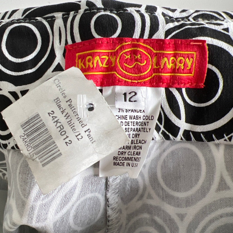 Krazy Larry Pull-on Ankle Pants Black Dots Women's Size 12