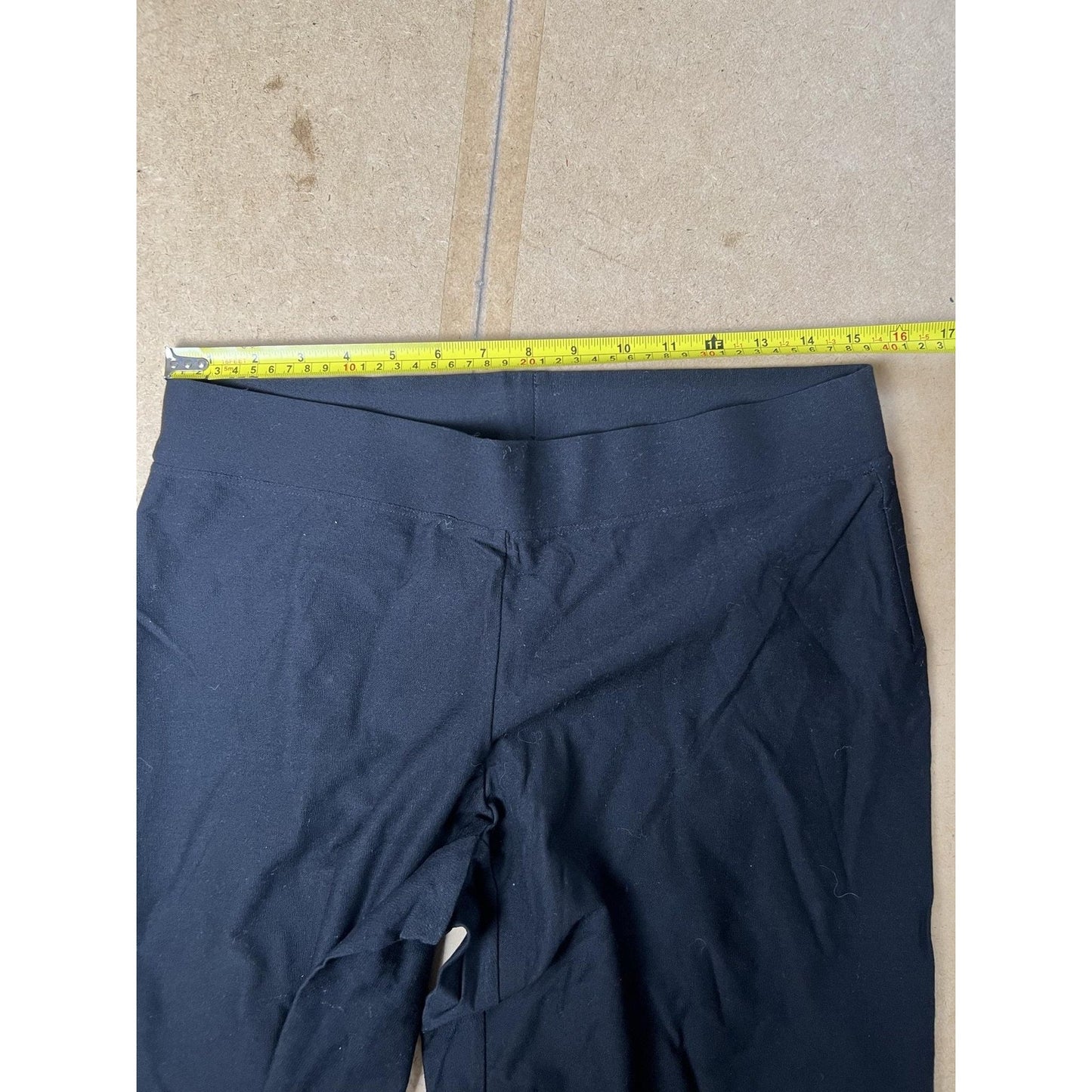 Eileen Fisher Pants Womens PM Petite Black Jersey Knit Elastic Waist Pockets