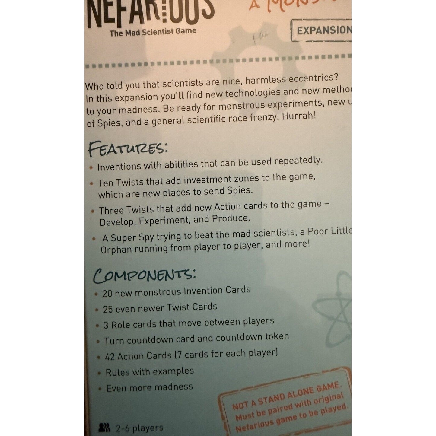 USAopoly Nefarious Mad Scientist Game Becoming a Monster Expansion Pack Sealed