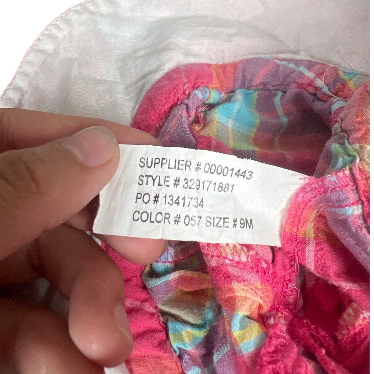 Chaps Size 9M Plaid Baby Bucket Hat Summer Pink