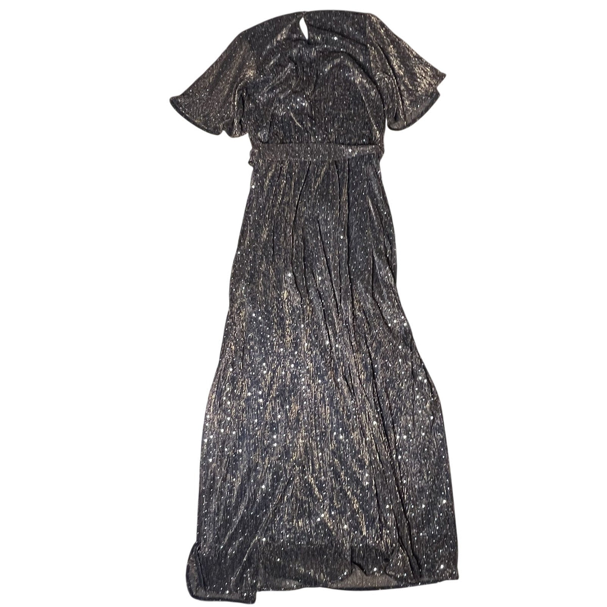 NWT BALTICBORN Dress Womens XL Gold Sparkle Maxi V-Neck Pleated Sequin Party