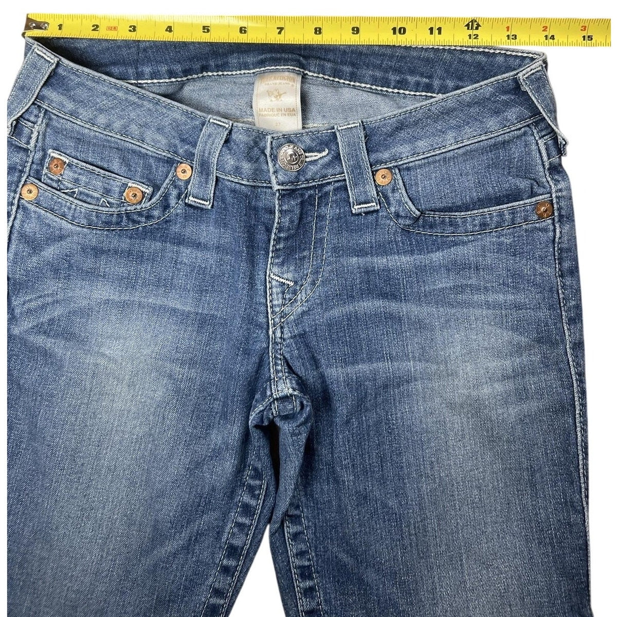 True Religion Pants Men 27 Blue Jegging Stretch Rhinestone Pockets Slim