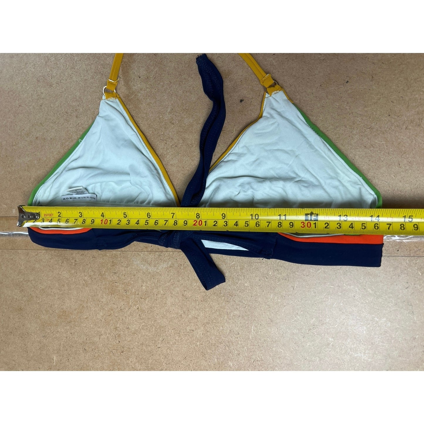 Robin Piccone Bikini Womens S Multicolor Triangle Halter Lined Swim Briefs Logo