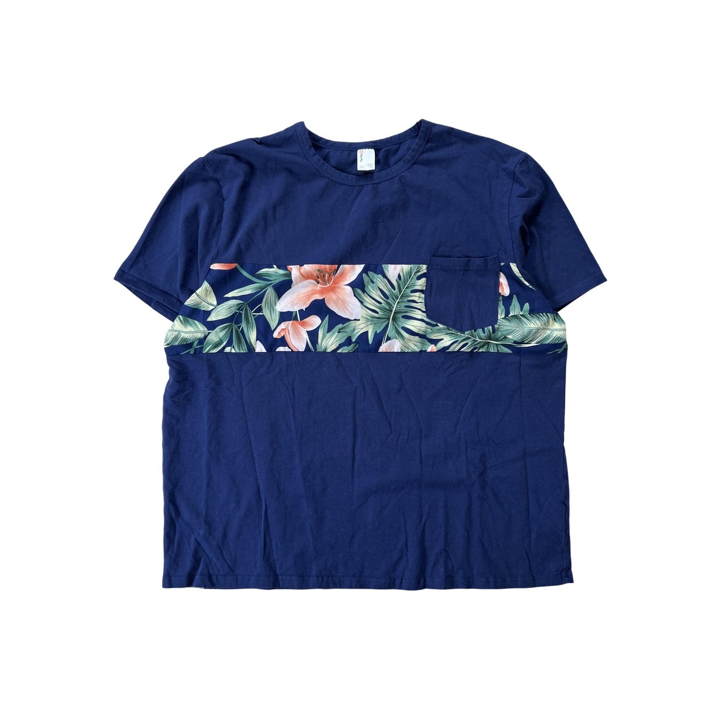 PatPat Shirt Womens 2XL Blue Colorblock Pocket Short Sleeve Casual Basic