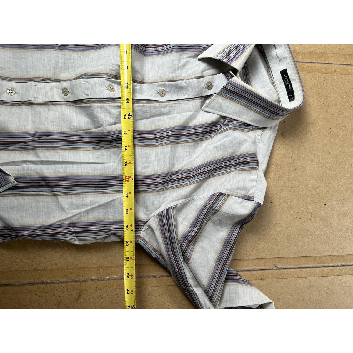 J.Lindeberg Shirt Mens EU 50 Beige Striped Long Sleeve Button Up Collared