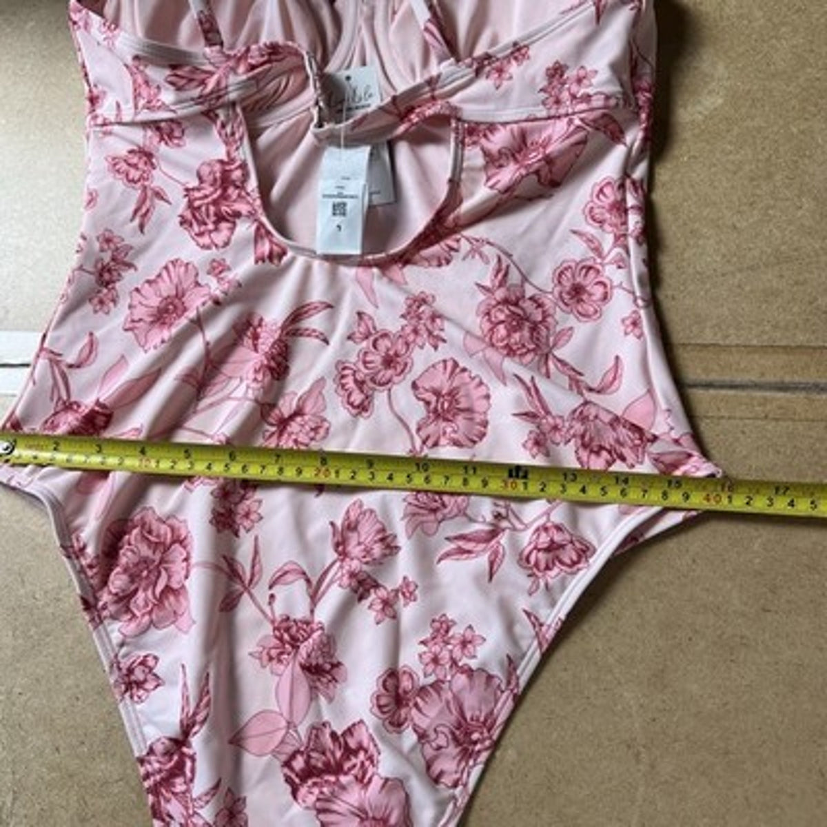 NWT Cupshe One Piece Womens L Pink Floral Lined Underwire Adjustable Straps