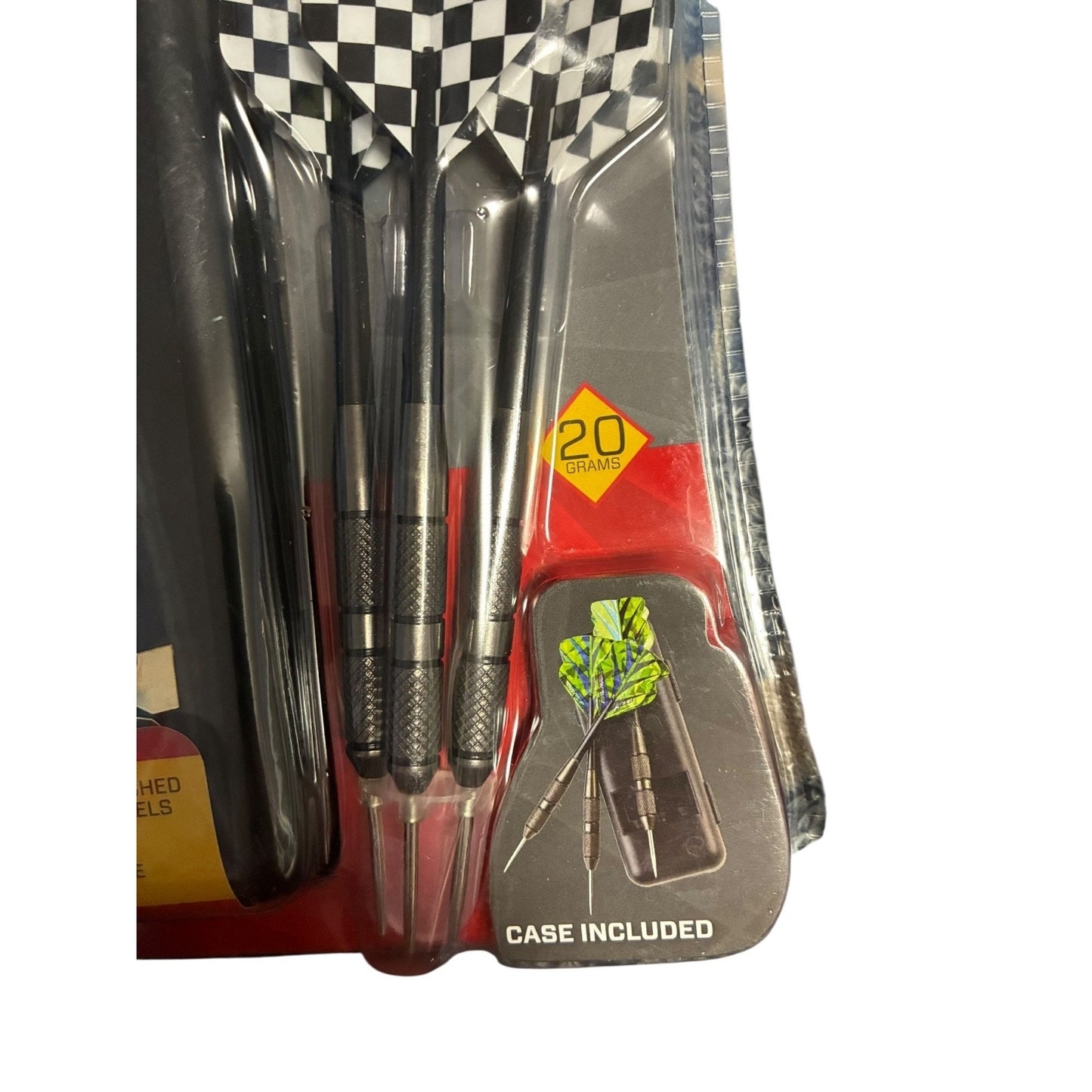 Accudart Competition Steel Tip Darts w Case Black with Checkered Fins NWT