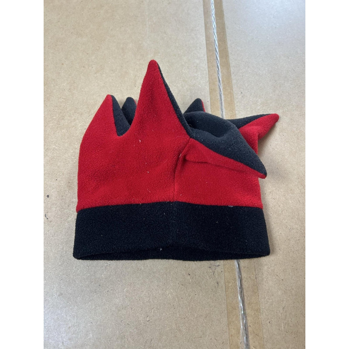 Mad Hatter Beanie Hat Mens One Size Red Black Polartec Fleece Jester Winter