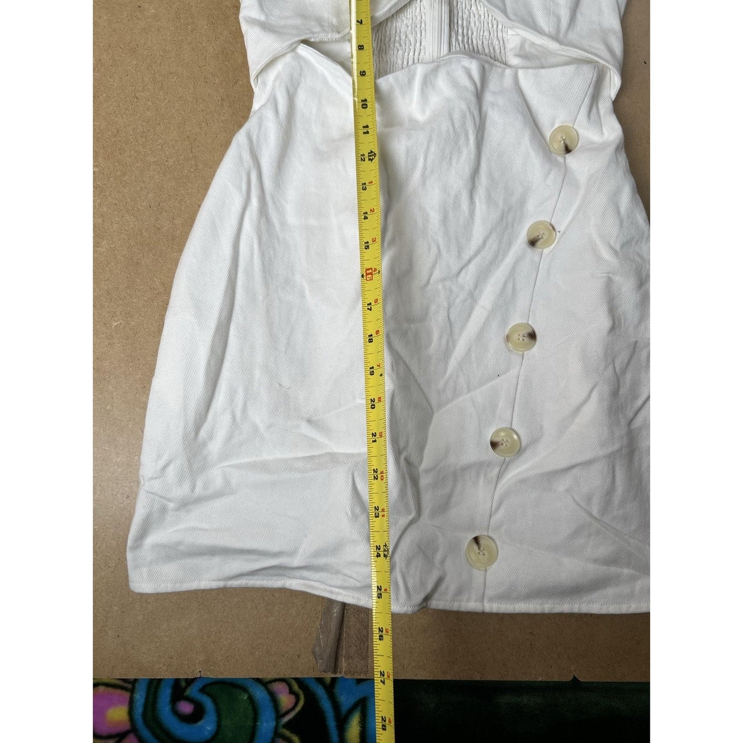 Maeve Dress Womens M White Strappy Mini Sundress Sweetheart Smocked Buttons Zip