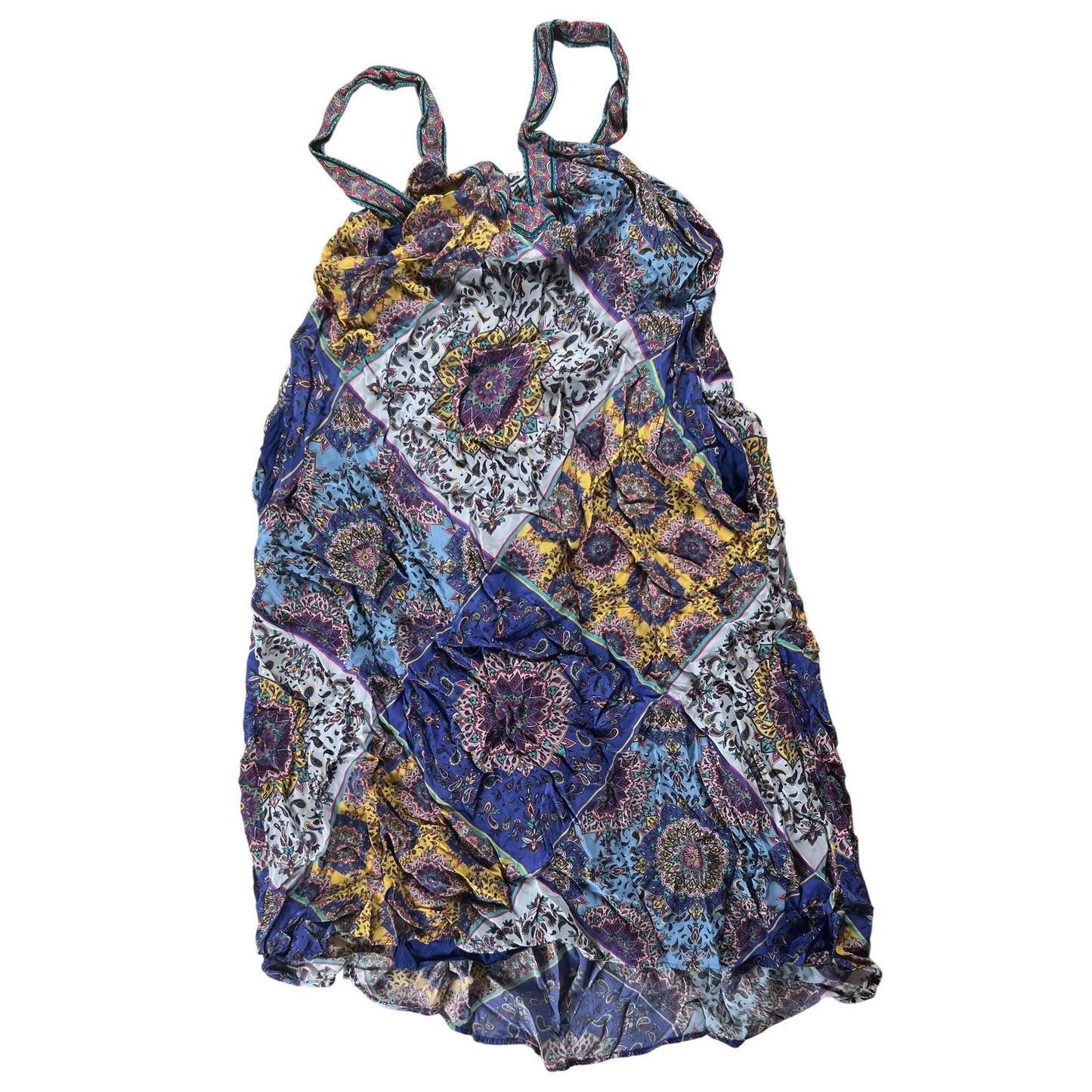 Sundance Dress Womens S Blue Paisley Print Maxi Sundress Scoop Neck Lined Boho