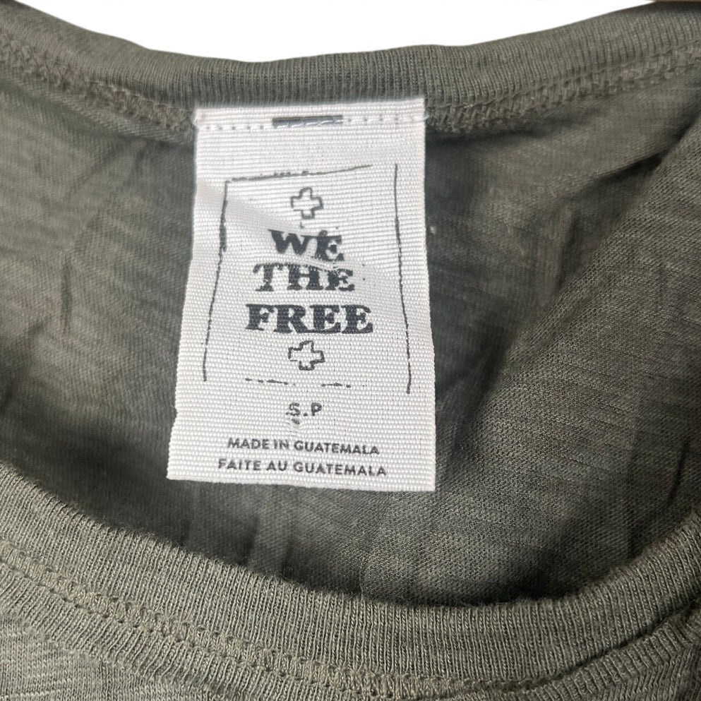 Free People We The Free So Easy Ruffle Tee Green Flutter Sleeve Women's Size S
