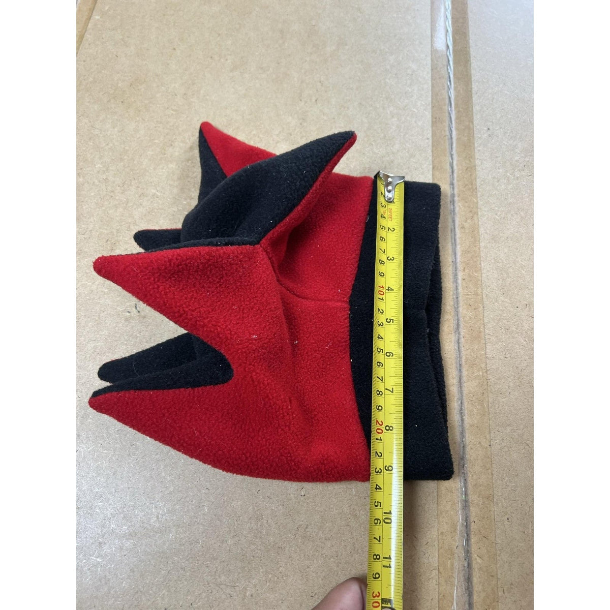 Mad Hatter Beanie Hat Mens One Size Red Black Polartec Fleece Jester Winter