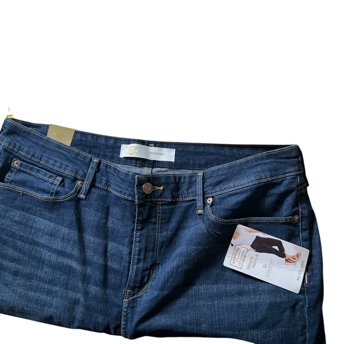 Signature By Levi Strauss Pants Womens 18 Blue Cropped Capri Slim Cuffed Stretch