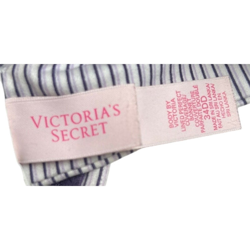 Body By Victoria's Secret Lined Perfect Bra 34DD White with Black Stripes