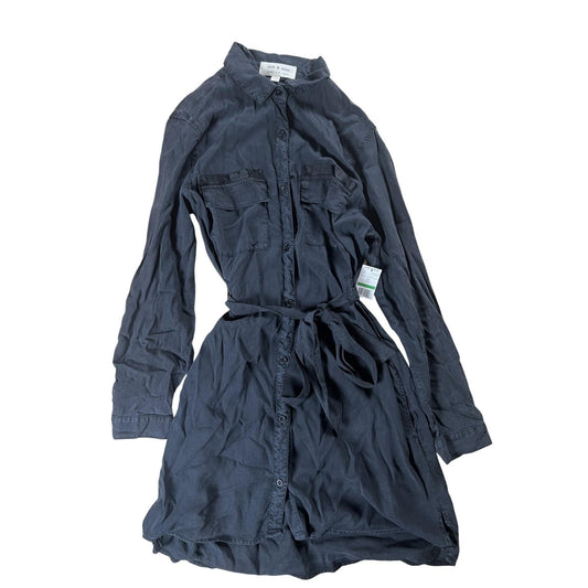 Cloth & Stone Dress Womens L Black Shirt Dress Collared Button Pockets Rayon