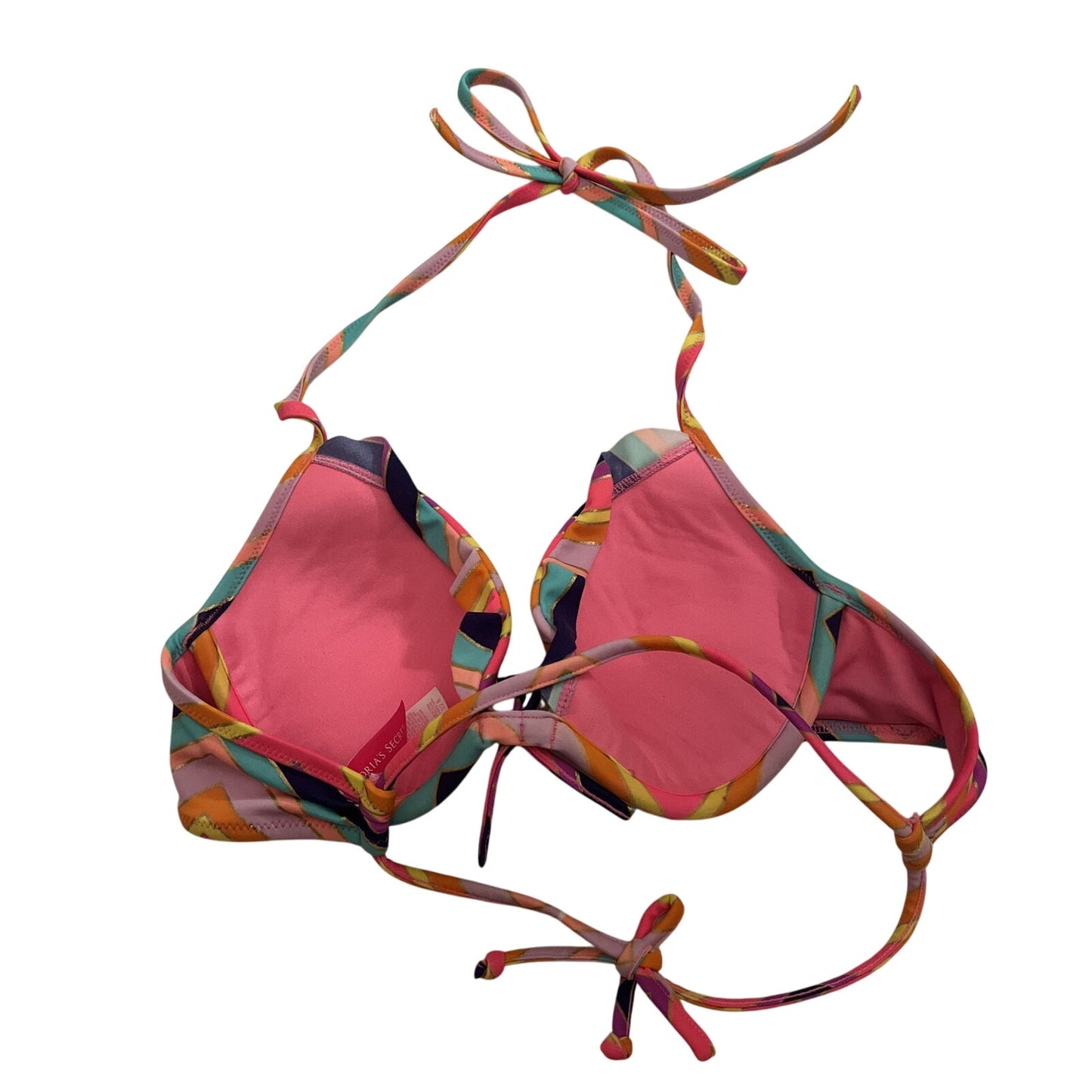 Victoria's Victoria Secret Multicolor Tie Padded Bikini Top 32B - EUC