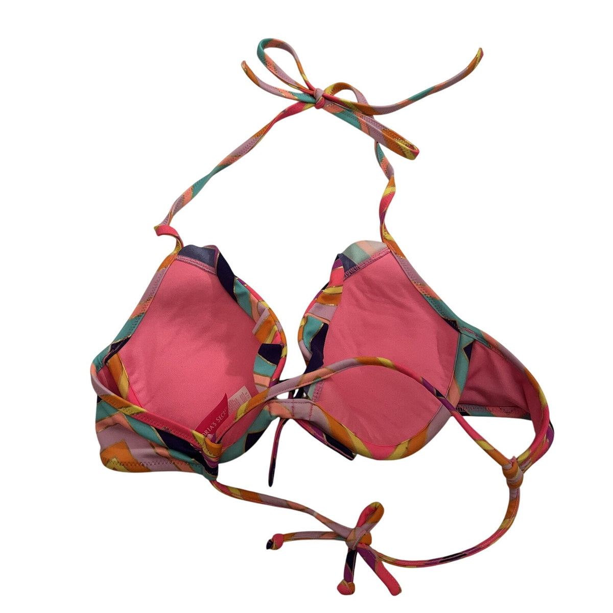 Victoria's Victoria Secret Multicolor Tie Padded Bikini Top 32B - EUC