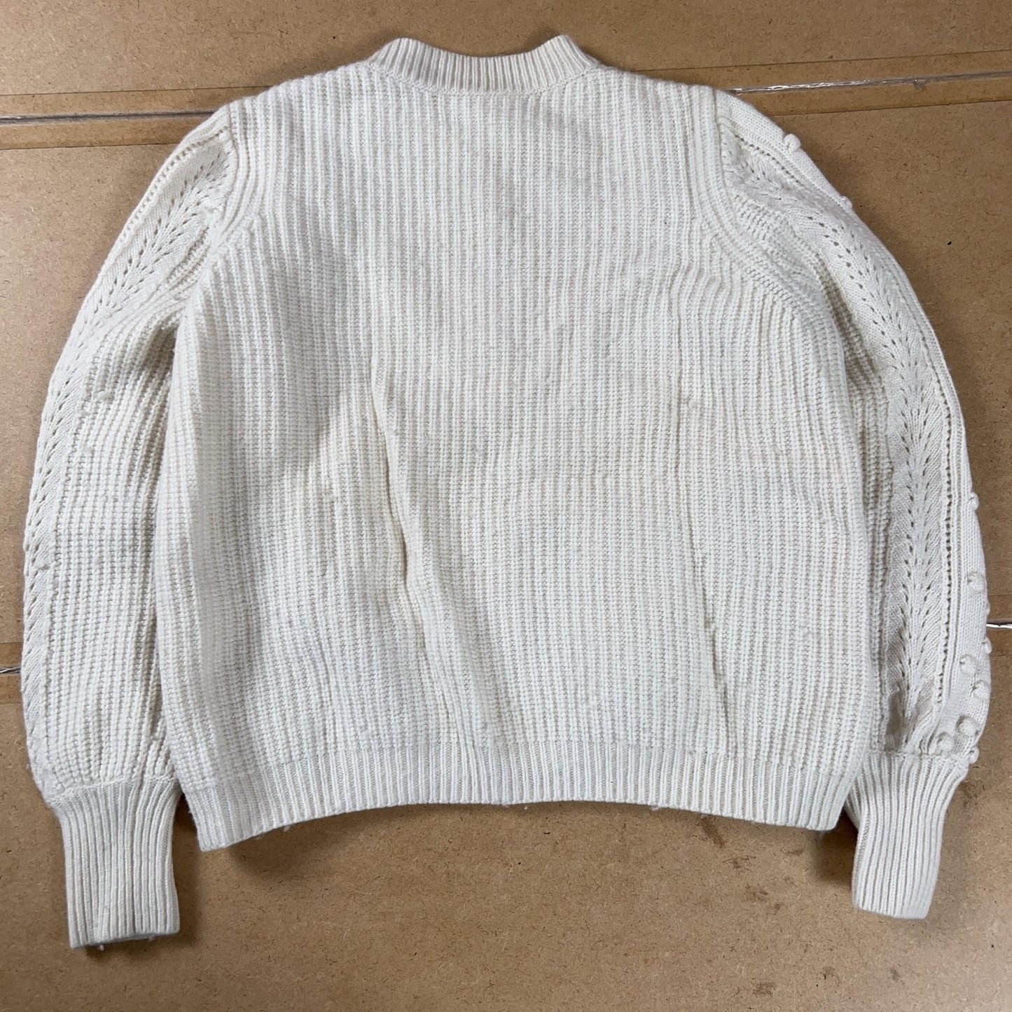 LA MAILLE SÉZANE Sweater Womens S White Pullover Mock Neck Cable-Knit Chunky