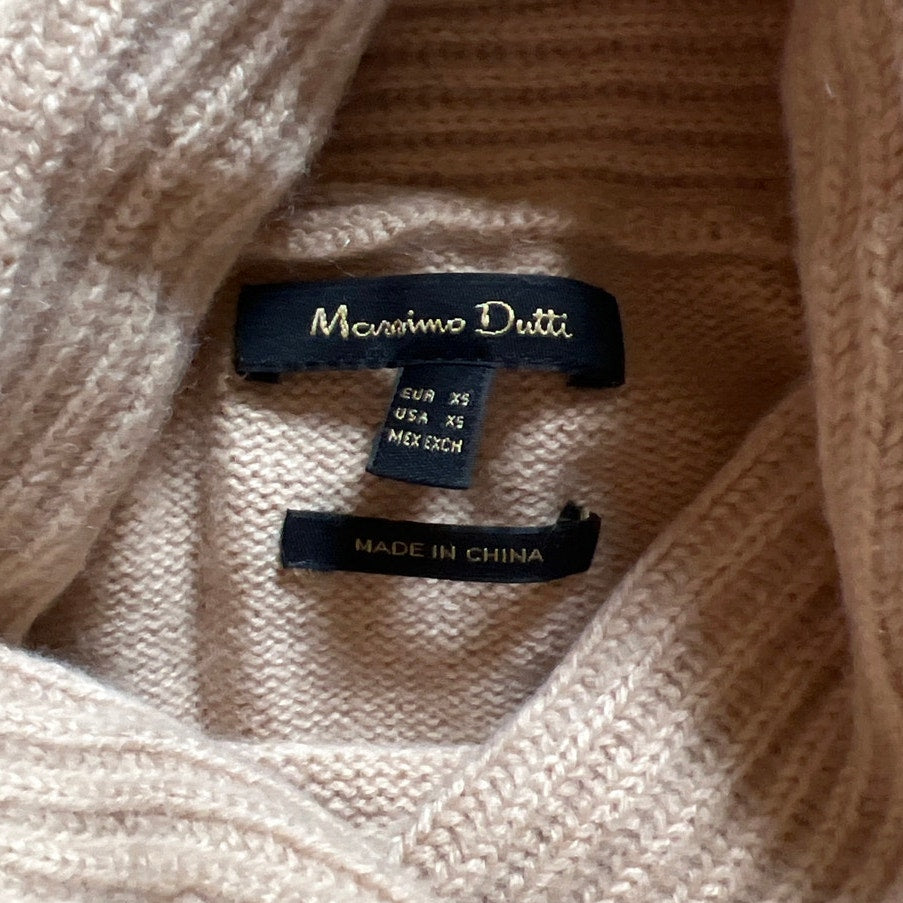 Massimo Dutti Knit Coral Turtle Neck Sweater Women Size XS