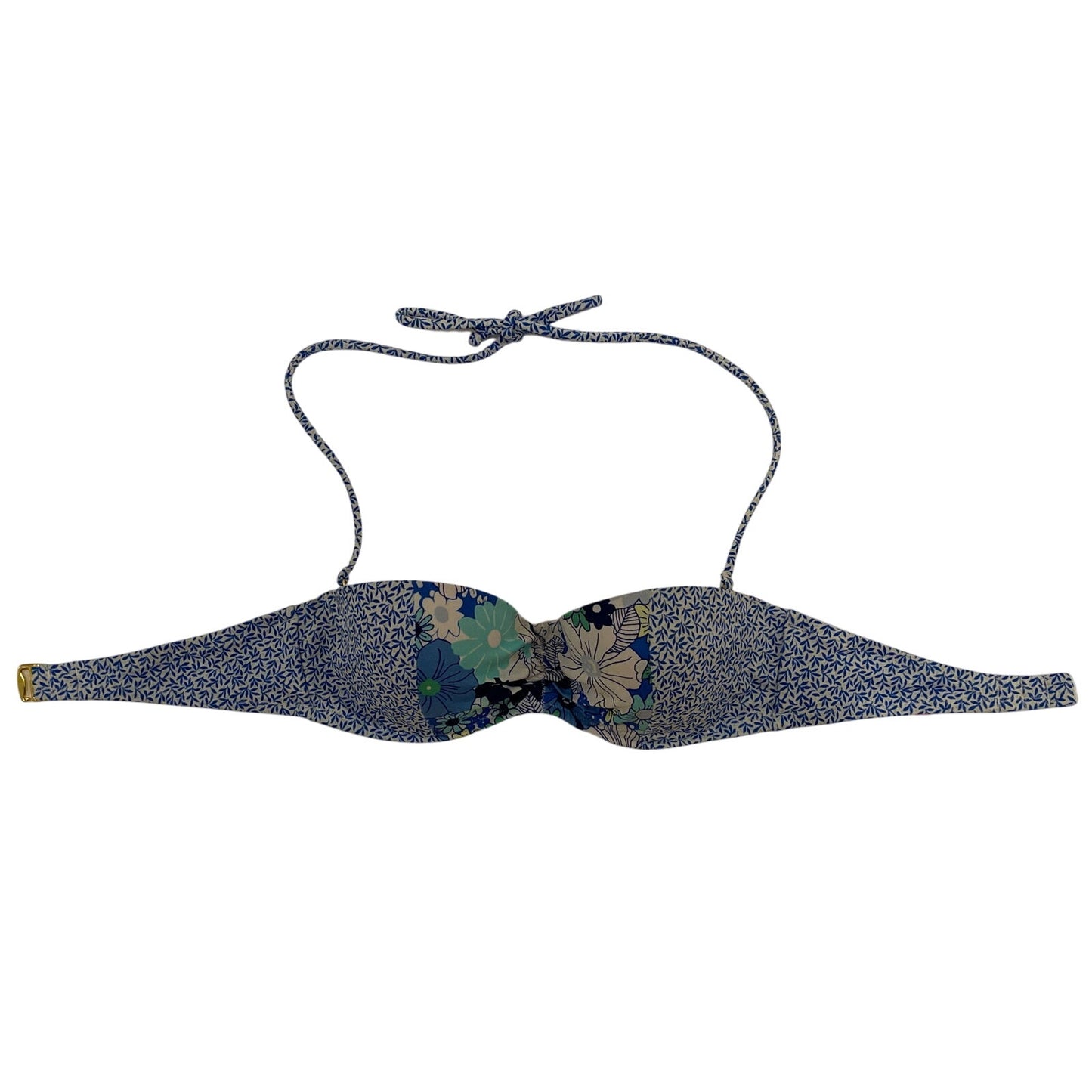 Victoria Victoria's Secret Blue Floral Halter Swimsuit Bikini Top Size 34 B EUC