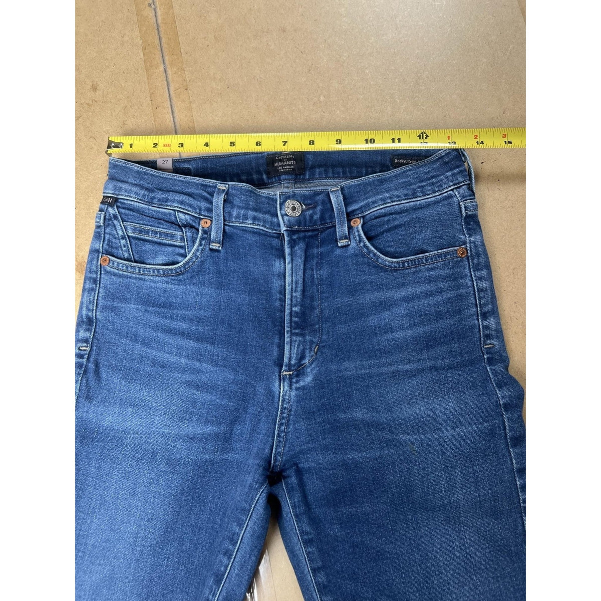 Citizens Of Humanity Pants Womens 27 Blue Cropped Denim Slim Frayed Hem