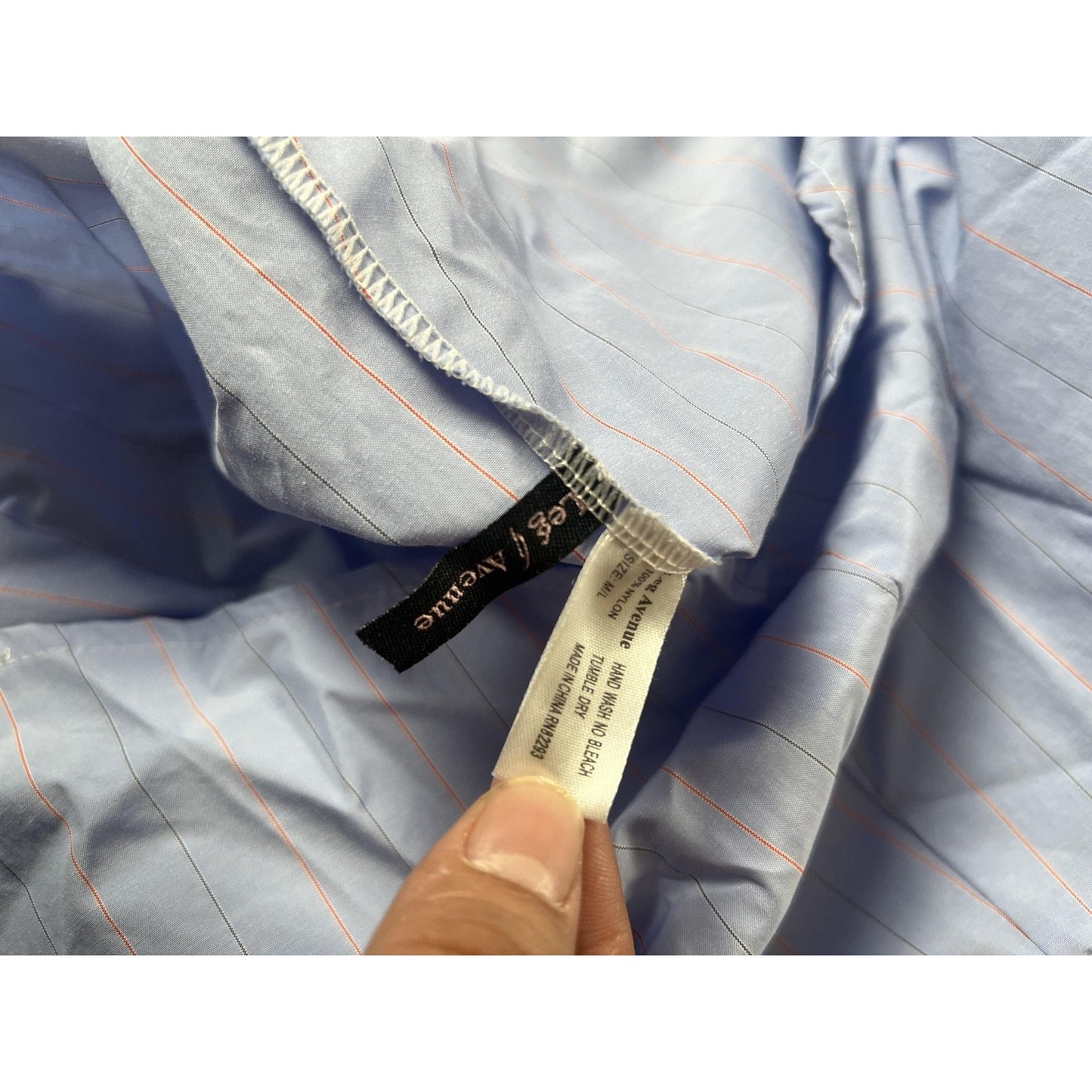 6th Avenue Shirt Mens M/L Blue Striped Short Sleeve Button-Up Pin-Up Novelty