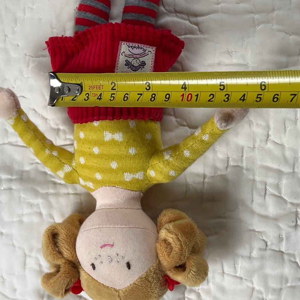 Ragtales Dolls "14" To Pigtails Wearing Yellow and Red Stripes