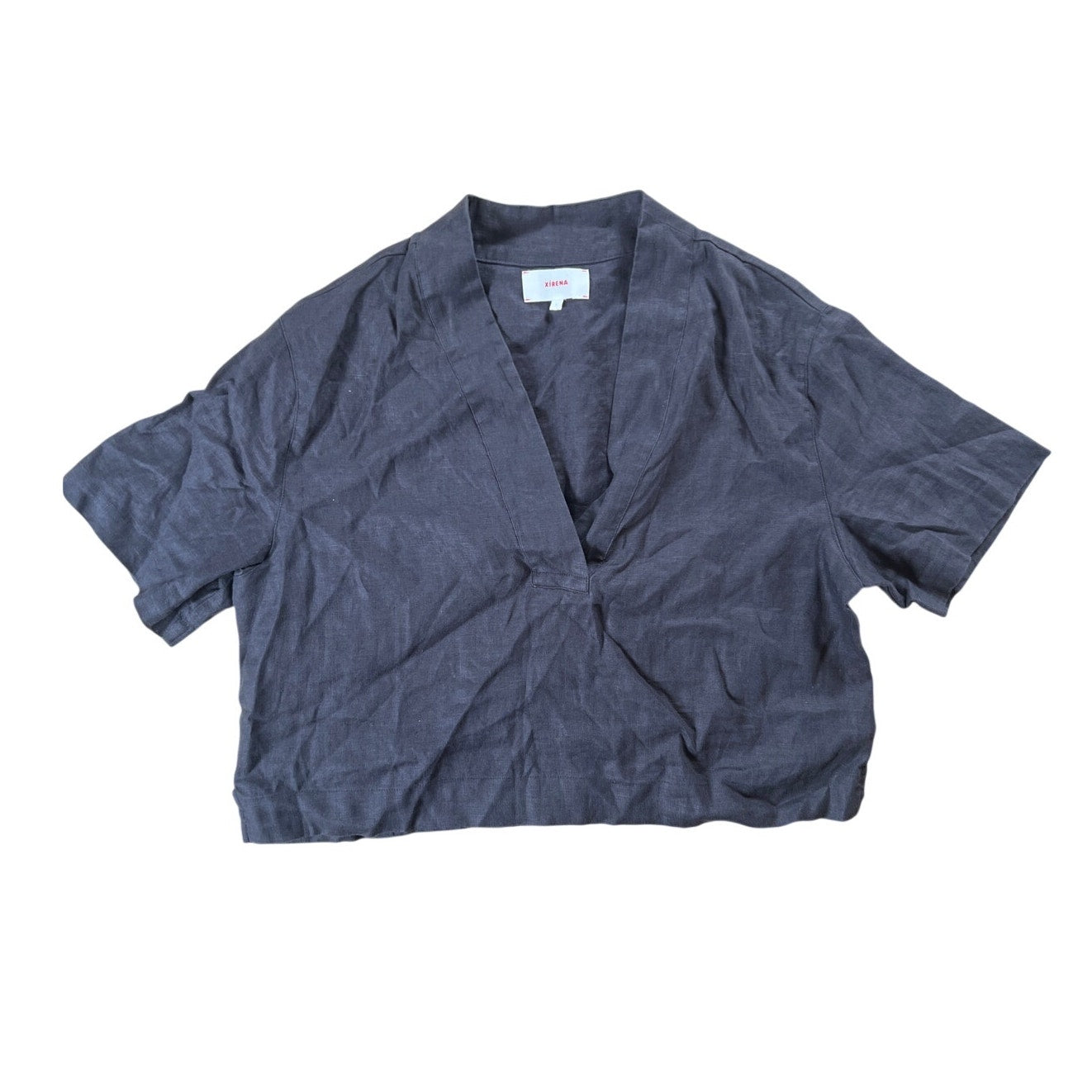 Xirena Top Womens Black Sleeve V Neck Casual Blouse Top Large