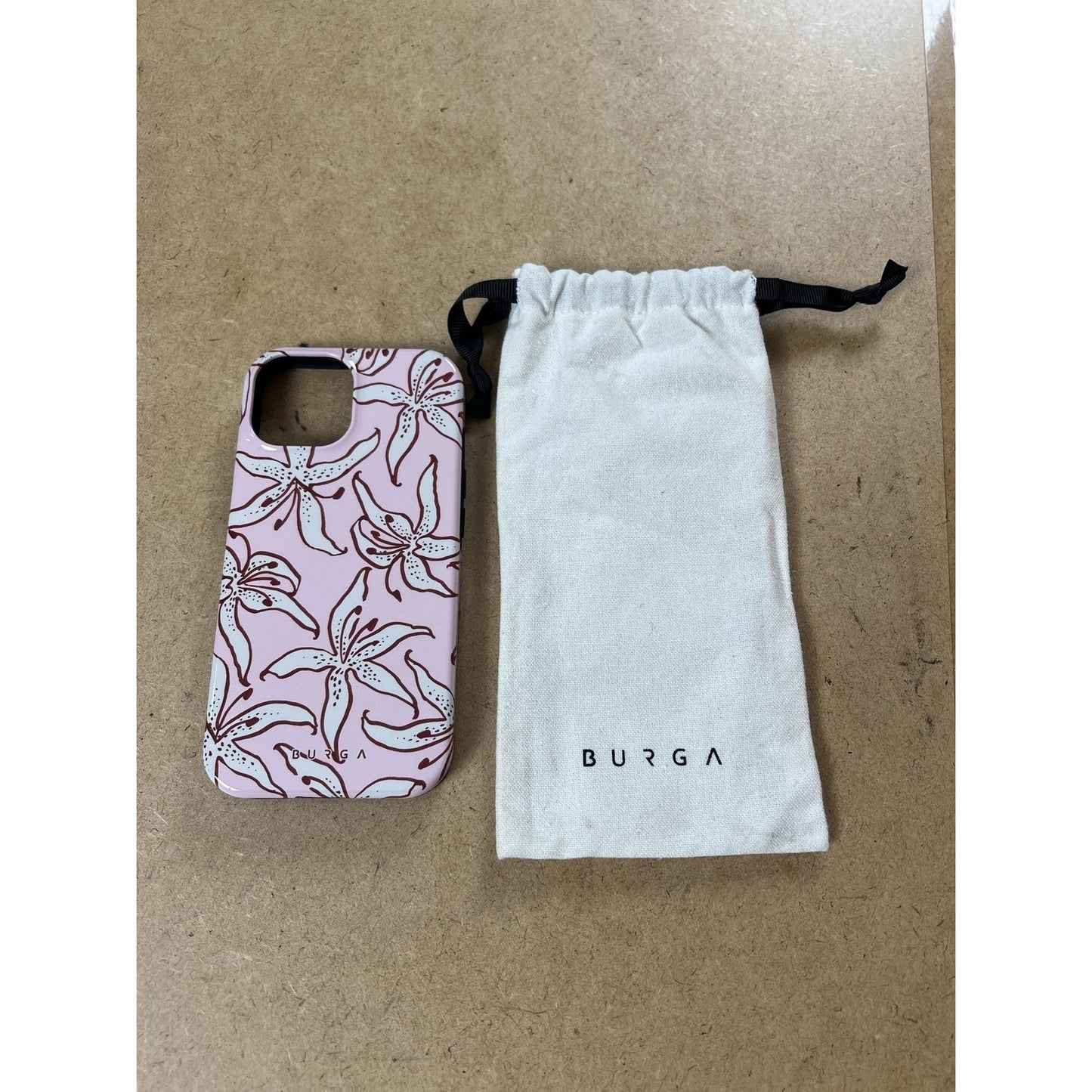BURGA Dual-Layer Phone Case For Apple Pink Floral Polycarbonate With Pouch