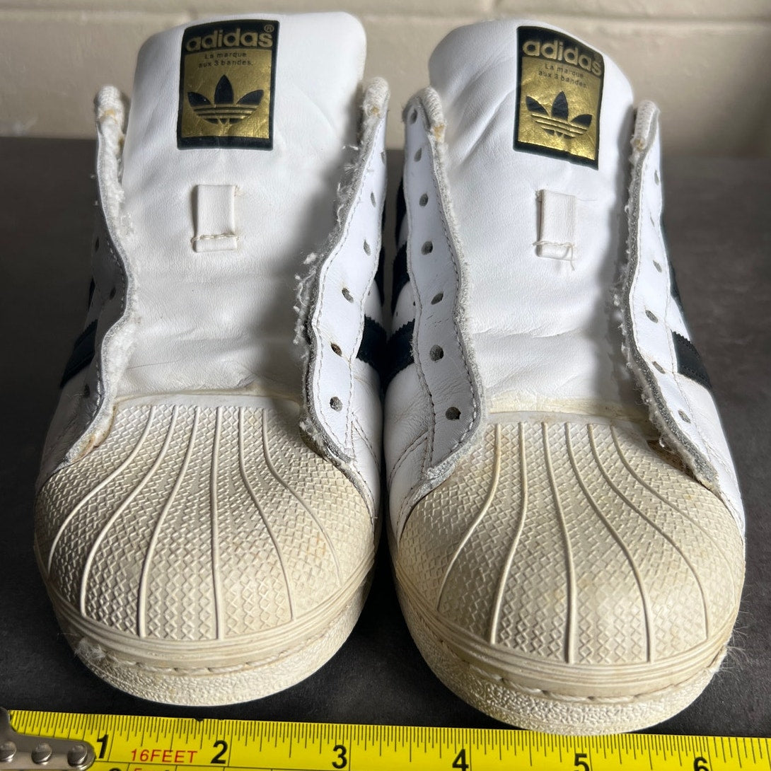 Adidas Superstars Laceless White Black Sneakers Size 8.5