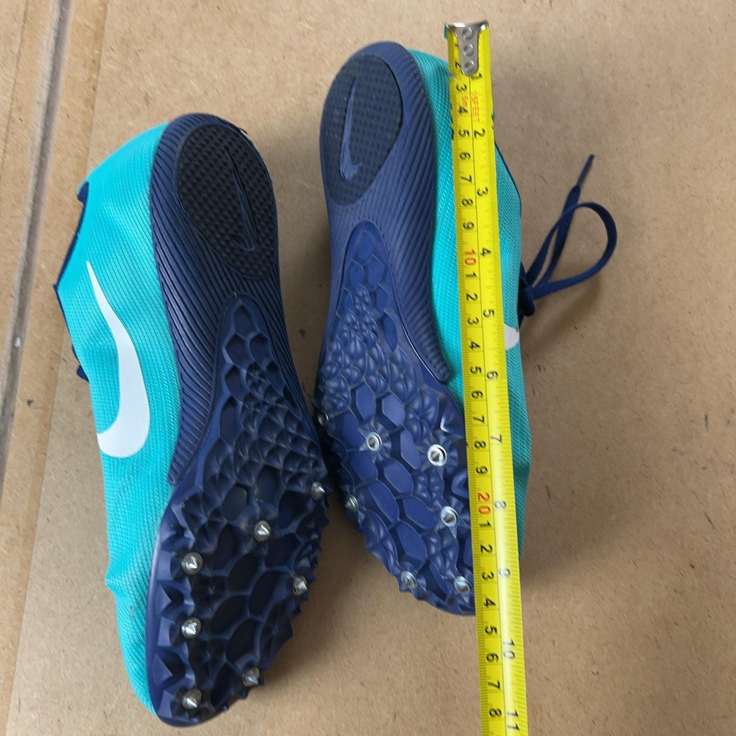 Nike Track Spikes Shoes Mens Size 9 Blue Racing Lightweight Spikes Athletic