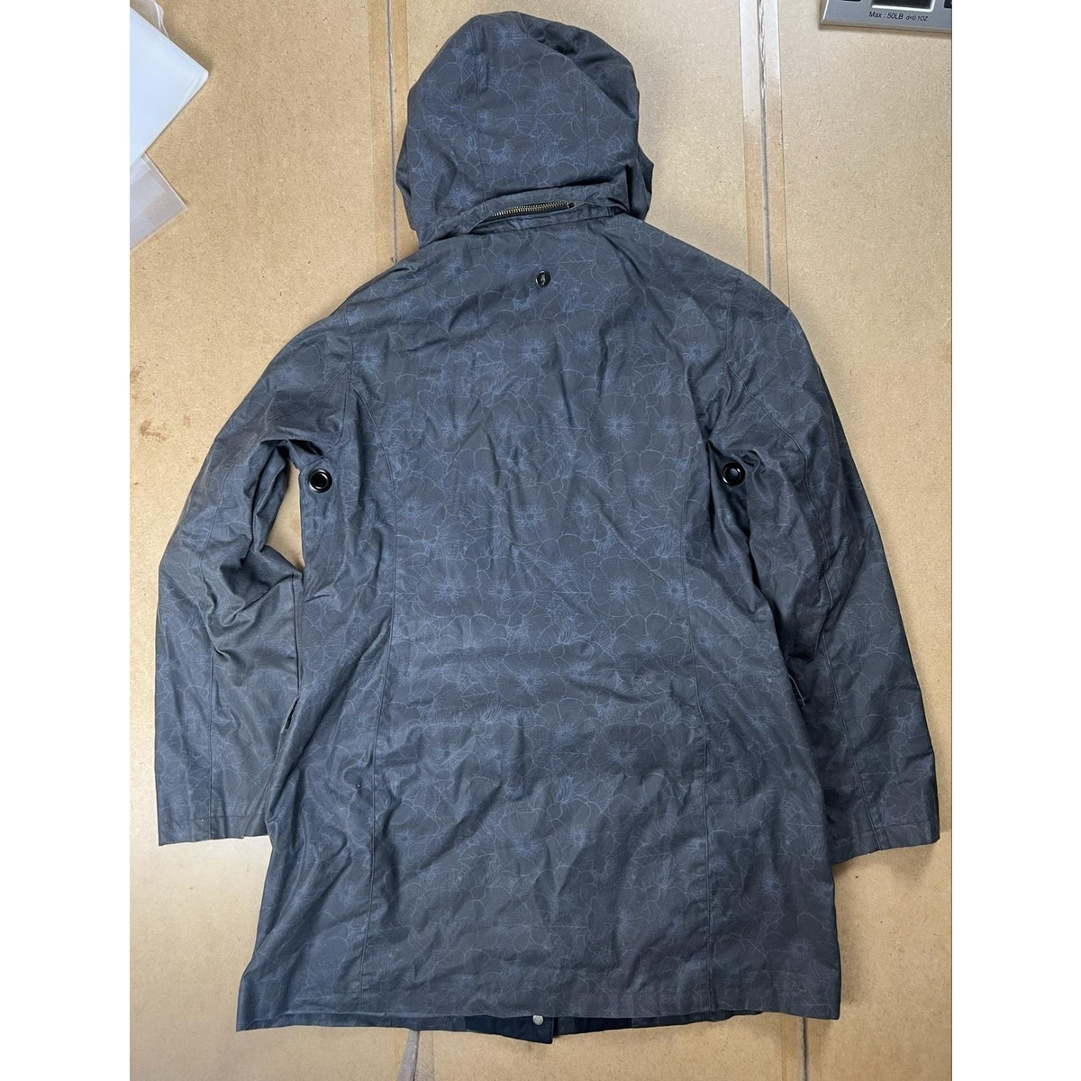 FELLER Coat Womens Size Gray Floral Hooded Lined Twill Zip Pockets