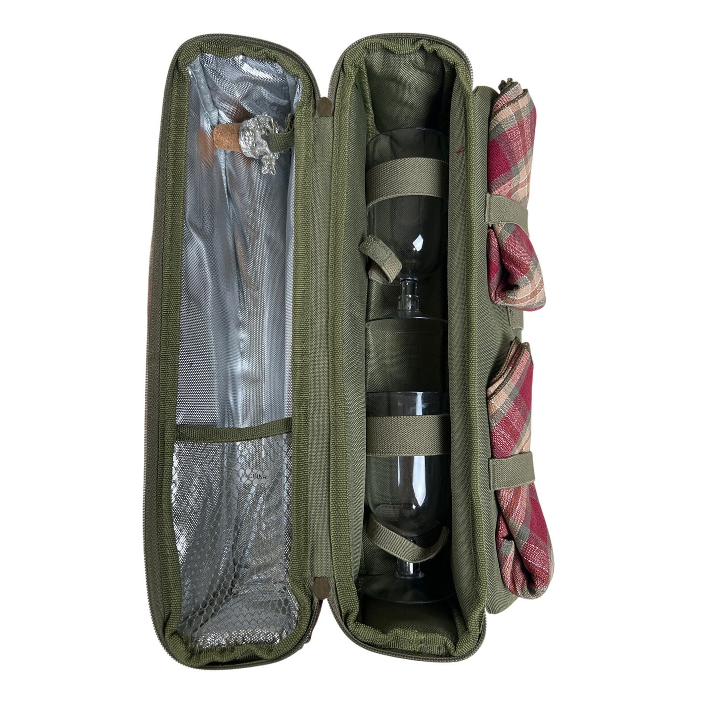 NWT Longaberger Homestead Plastic Wine Cups Plaid Crossbody Bag