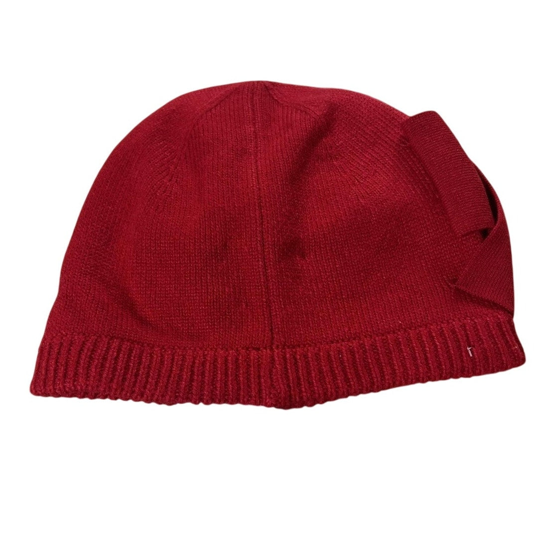 Kate Spade New York Beanie Womens One Size Red Acrylic Knit Dorothy Bow