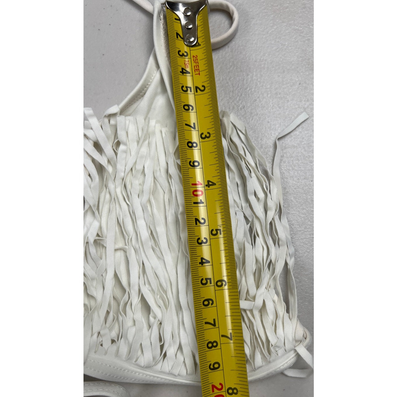 Y2K L-Space Medium White Fringe Women Swimwear Top Bikini