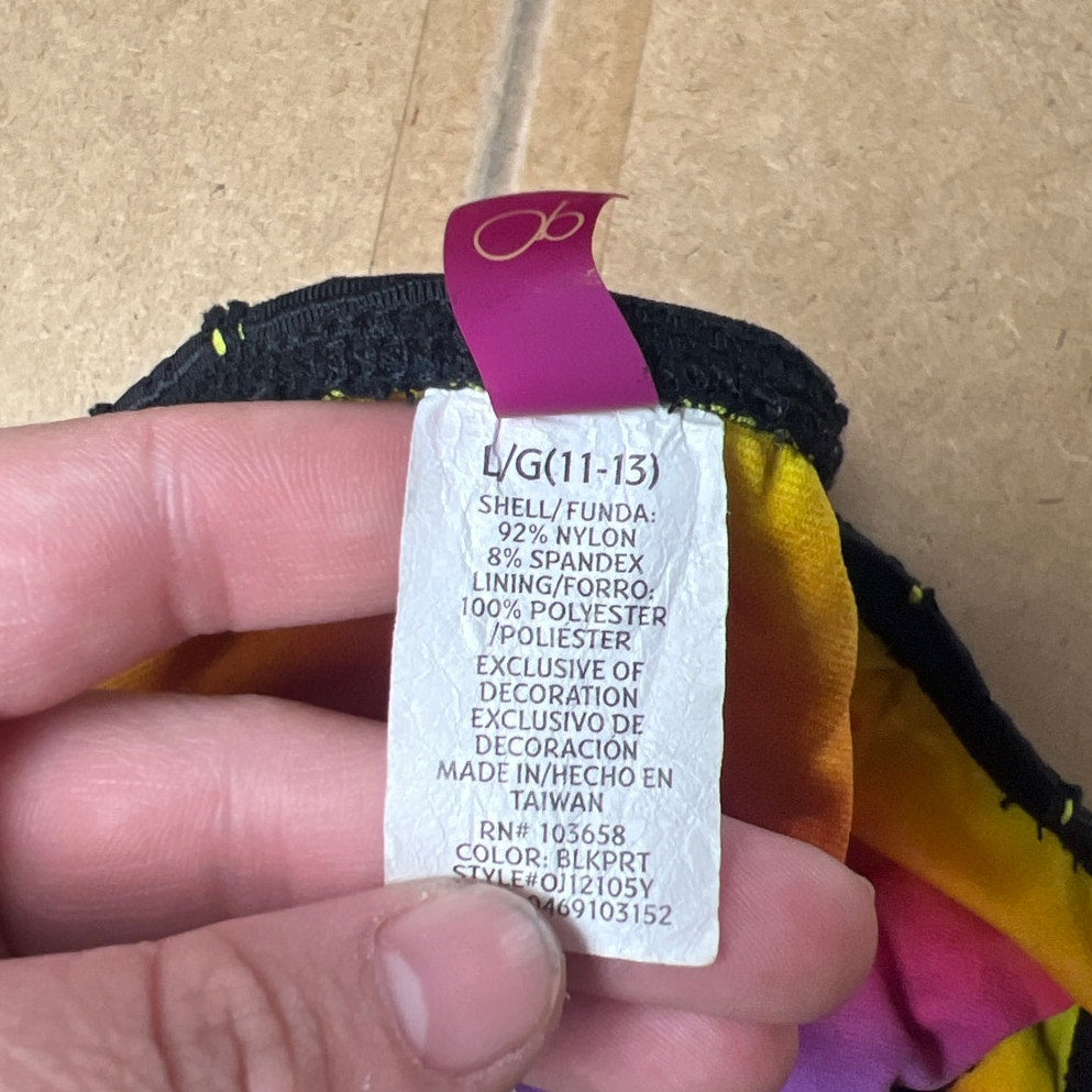 Y2K OP Rainbow Eyelet Swimsuit Size Large (11-13)