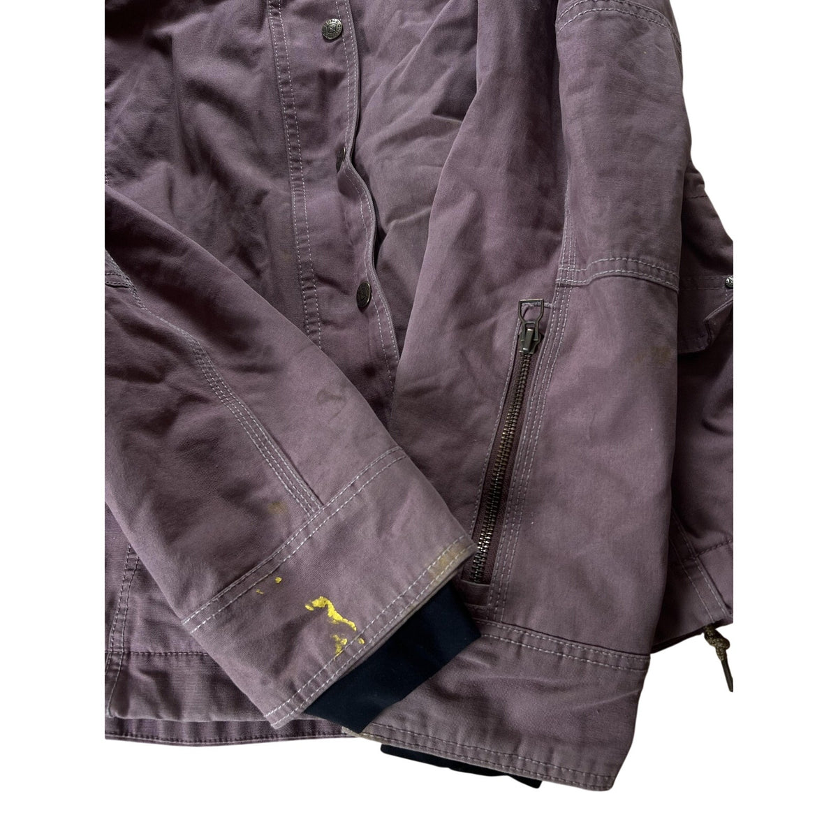 Noble Outfitters Jacket Womens M Purple Hooded Canvas Parka Lined Zip Pockets