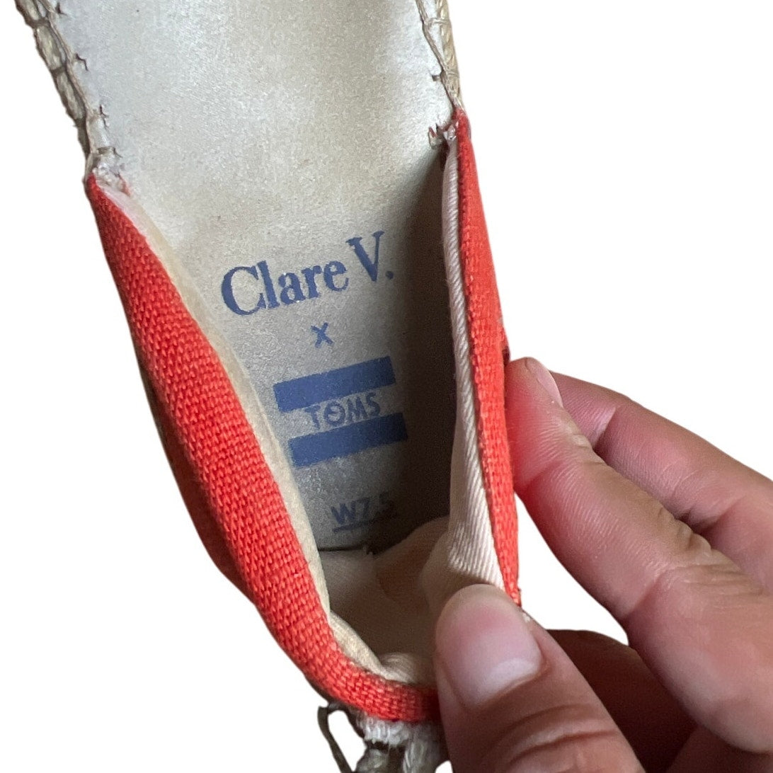 TOMS Clare V. Orange Canvas Gladiator Sandals Katalina Espadrilles SIze 7.5