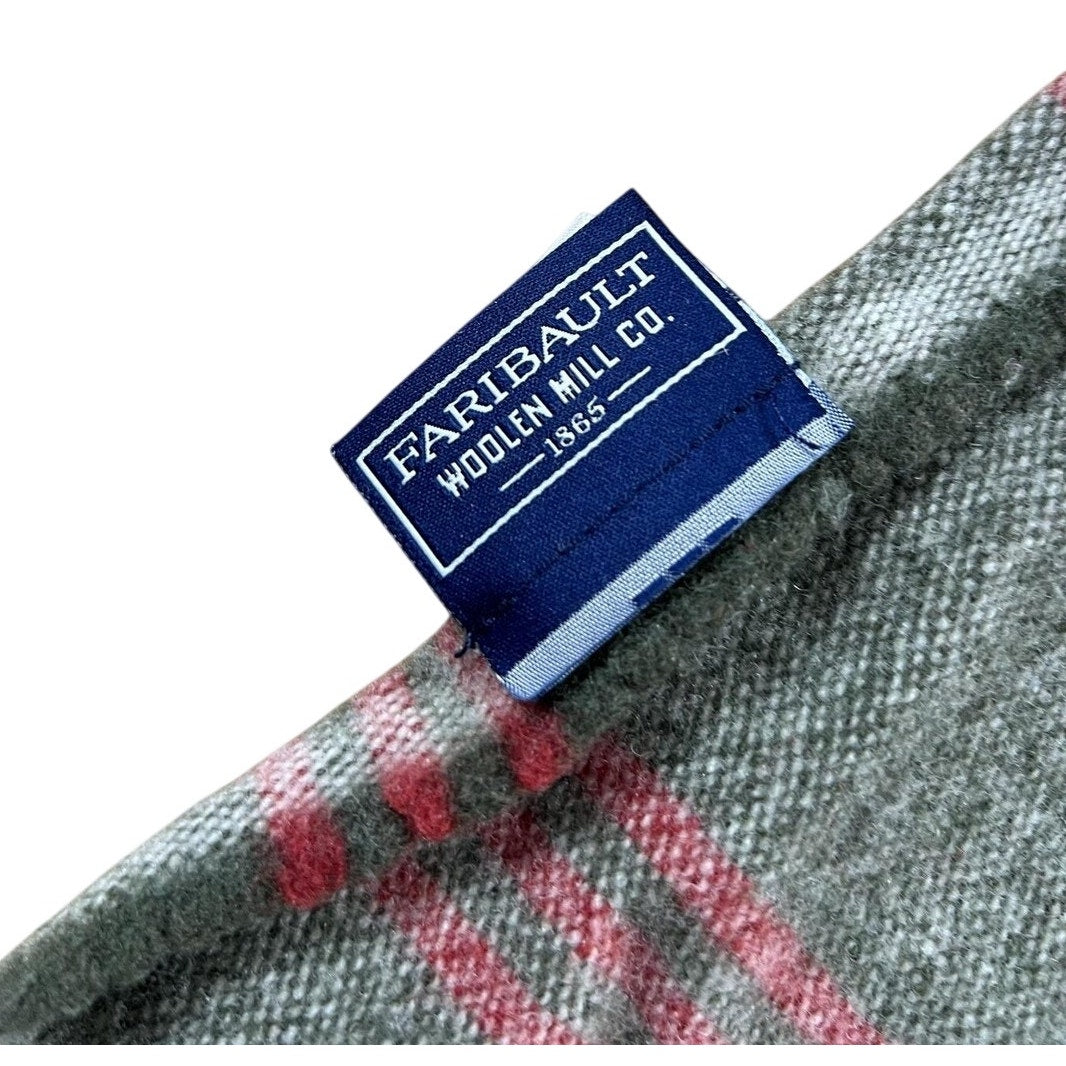 Faribault Woolen Mill Co. Scarf Mens One Size Gray Wool Striped Made USA Winter