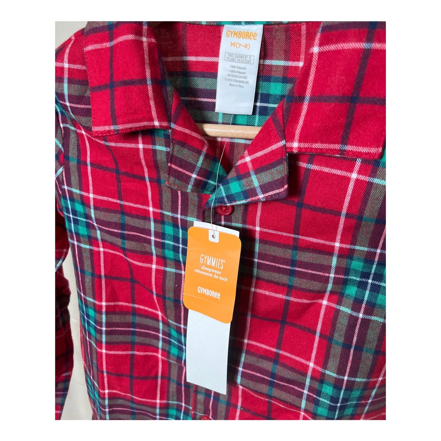 Gymbore M(7-8) NWT Sleepwear Plaid Boys Button Up Top