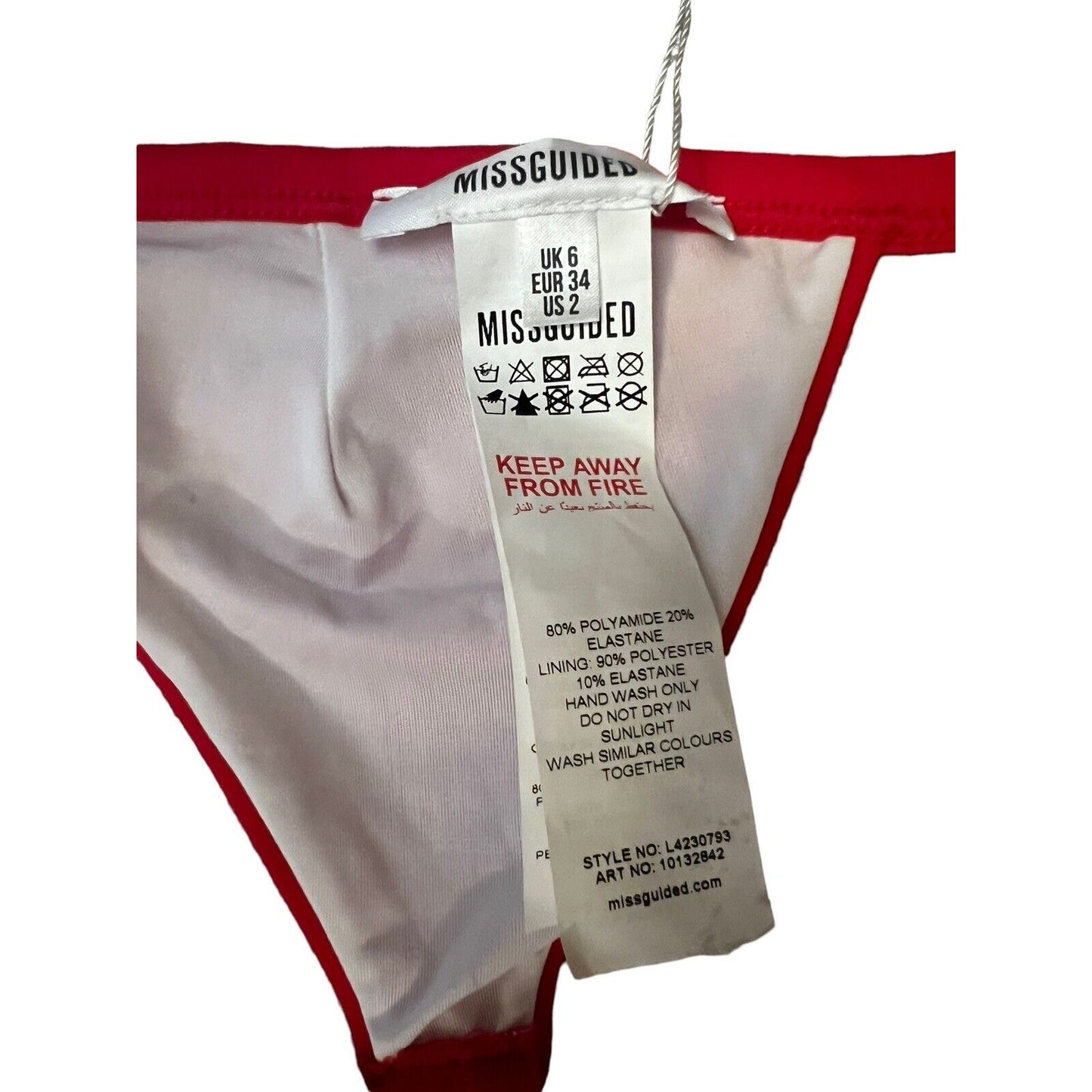 Missguided Bikini Top Red Size 2 NWT