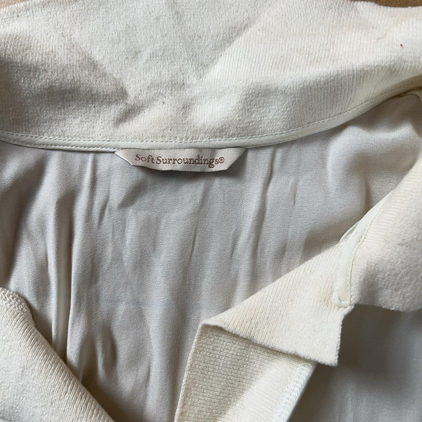 Soft Surroundings Tunic Womens L White Sheer Chiffon Collared Pullover