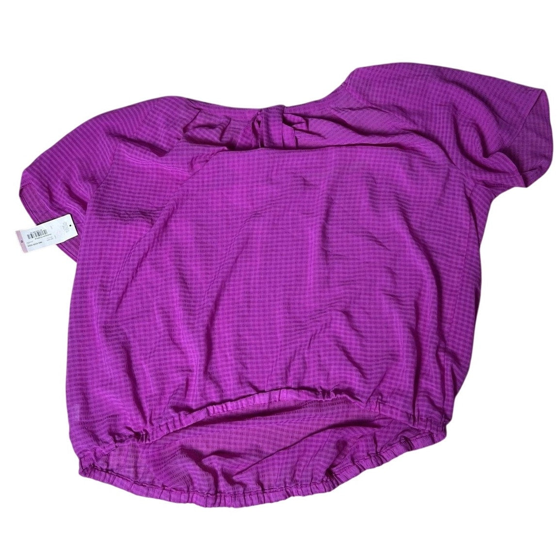 A.n.a Blouse Womens 1X Purple Scoop Neck Short Sleeve Pleated Elastic Waist