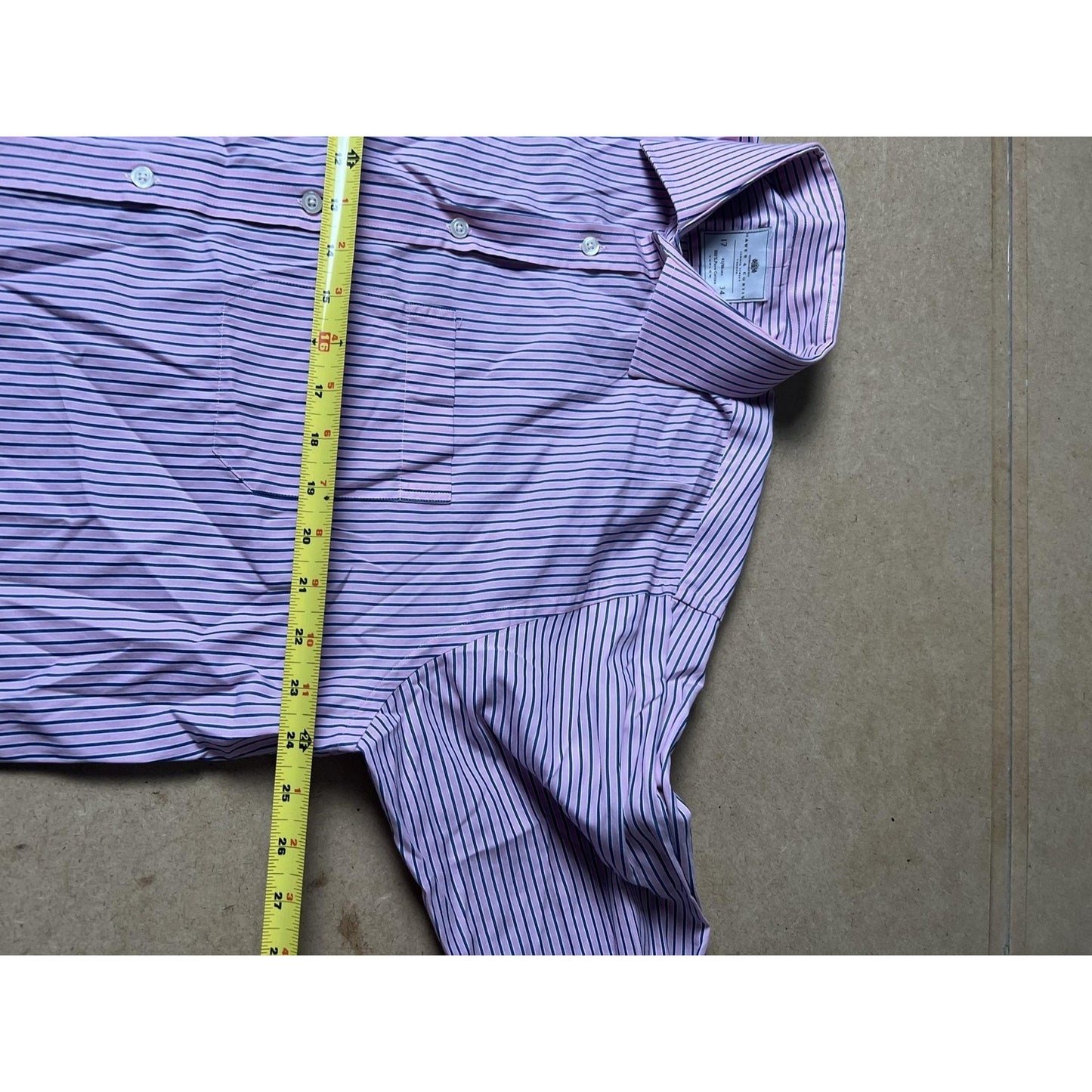Hawes & Curtis Shirt Mens XL Pink Striped Long Sleeve Button Up Cotton Business