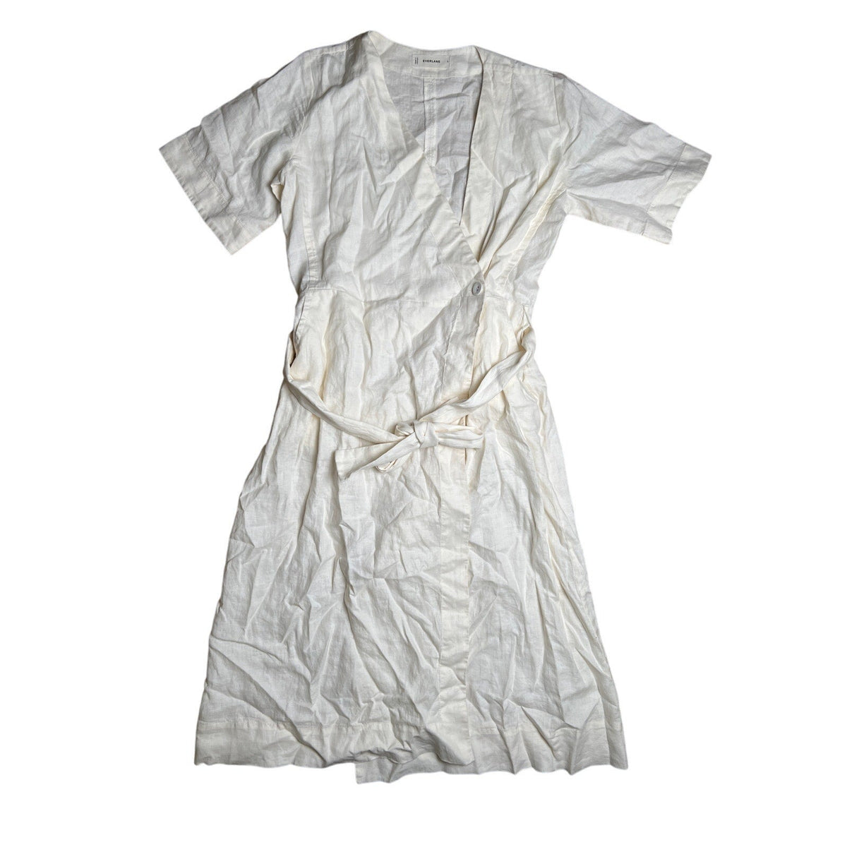 Everlane Cream Linen Midi Wrap Dress Size S