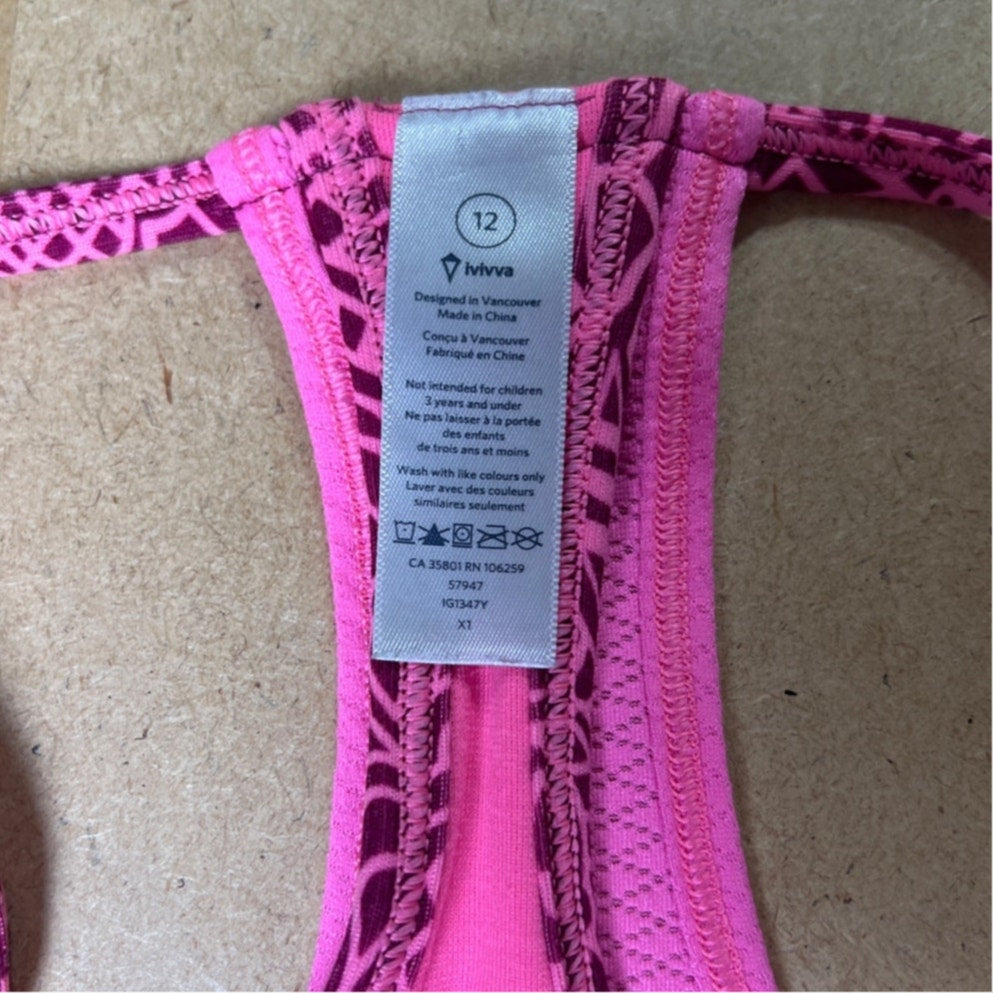 Ivivva by Lululemon Girls Magenta Pink Double Dutch Tank Top Size 12